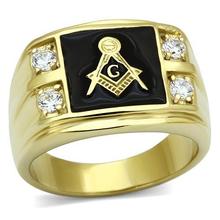 L&Y New Arrival Men’s Stainless Steel CZ Masonic Ring AAA Quality Cubic Zirconia Ionic Gold  Environmental Material Lead Free