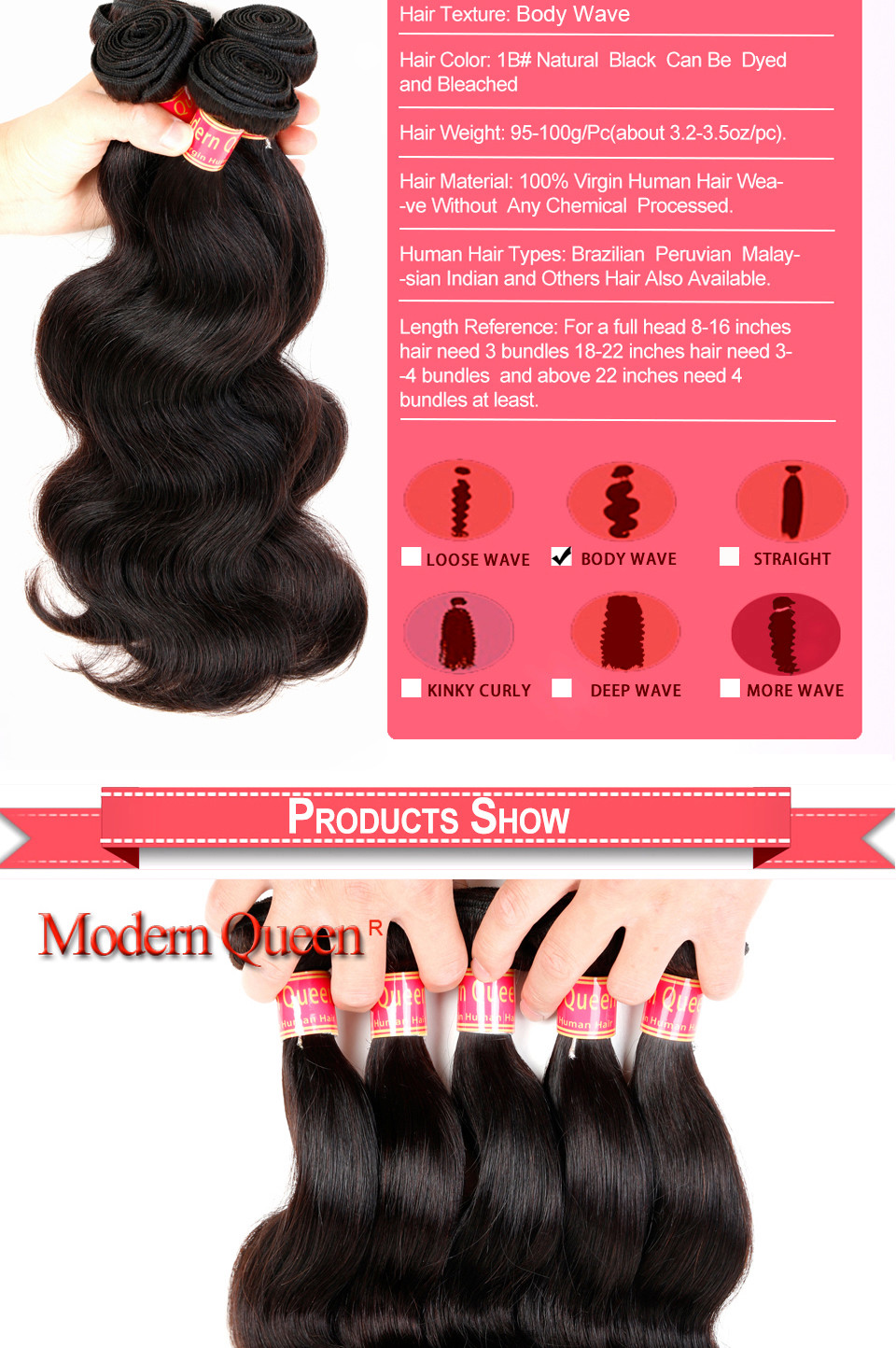 Top Queen Hair Products 4 Bundles Brazilian Body Wave Mink 7a