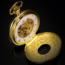 Retro KS Auto Mechanical Skeleton Alloy Golden Case Luxury Copper Key Steampunk Style Pendant Roman Dial