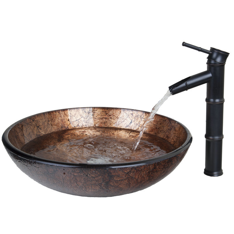 Wash Basin Round Tempered Glass Vessel Sink With Oil ...