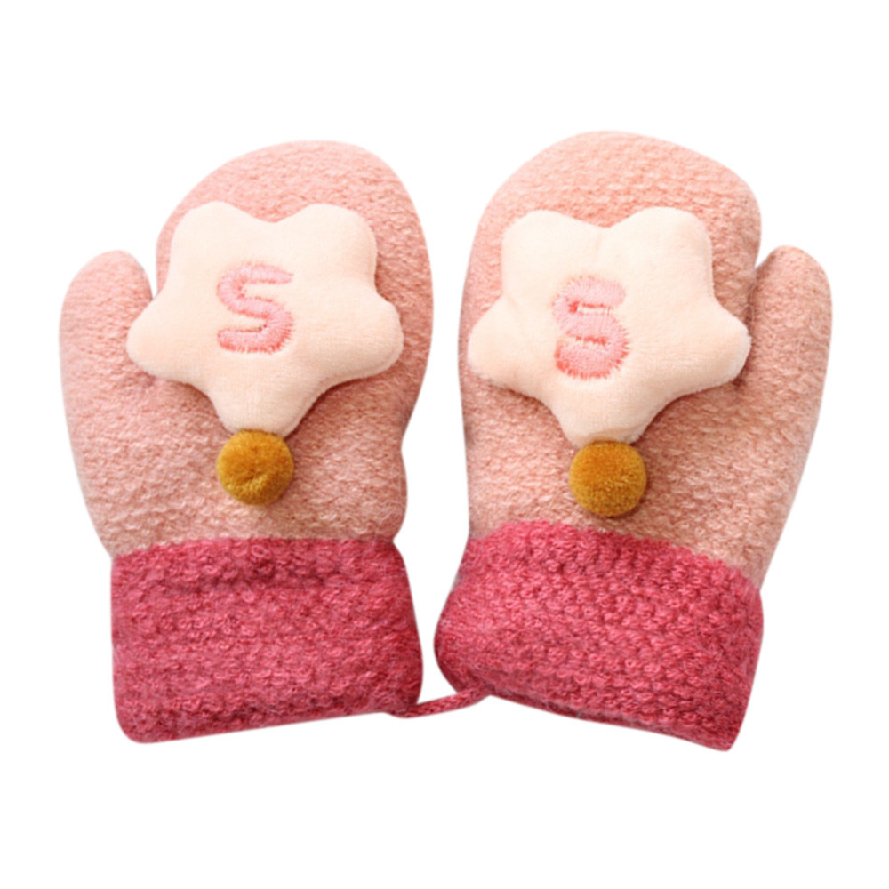 baby cute thicken stitching hot girls boys of winter warm gloves