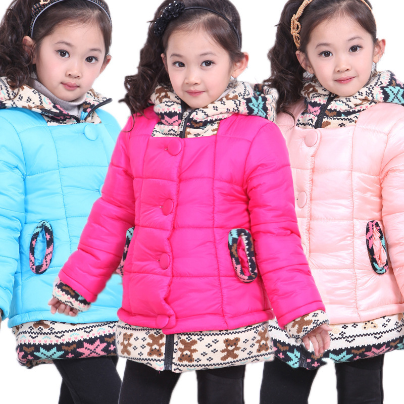 Free shipping Winter new arrival girl false two-piece with cap cotton-padded outerwear coat children clothing