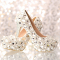 Bridal shoes Rhinestone Match wedding Outfit High heel Dress Shoes Silver 10cm Heel Party Nightclub Prom