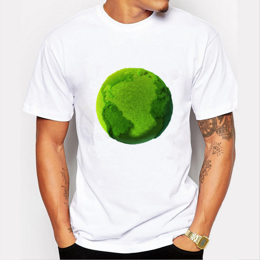 2016 Casual Novelty Men T-shirt Green Globe 3D Prints 21 Colors Short Sleeved Round Neck Man Top Shirt YH-M-29