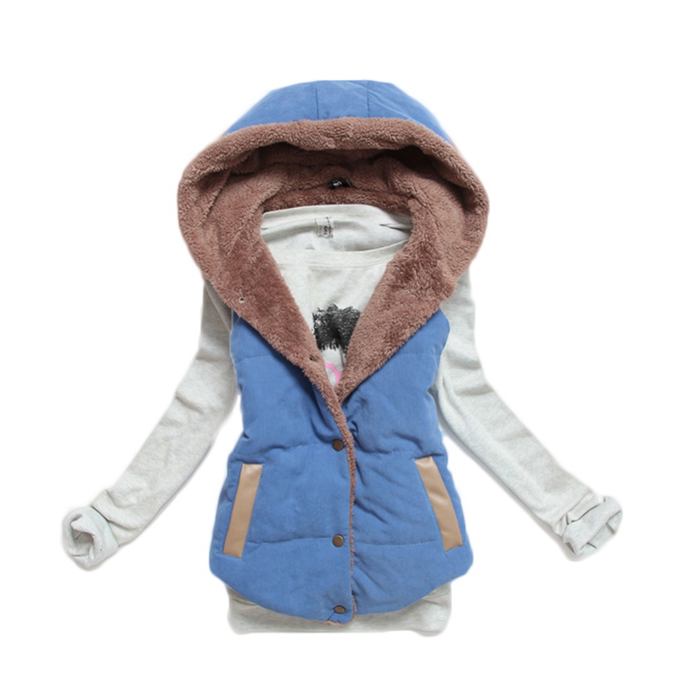 New Autumn Winter Style Women s Fashion Hooded Jacket Thick Warm Down Cotton Vest All purpose