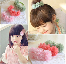 8 Colors Available. Elastic Hair Band /Hair Clips with Floral made of Snow Yarn,Hair Accessories for Girl.
