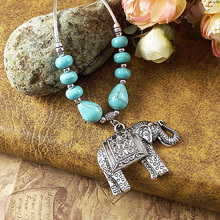 Star Tibetan jewelry for women maxi necklace 2015 new design Alloy Elephant necklaces & pendants Turquoise statement necklace