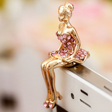 Free shipping New studded drill beauty mirror smooth girl mobile phone dustproof plug 83H45ME