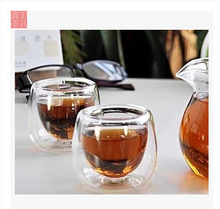 Double walled glass flower tea cup glass beer coffee cup kung fu tea cup set mugs