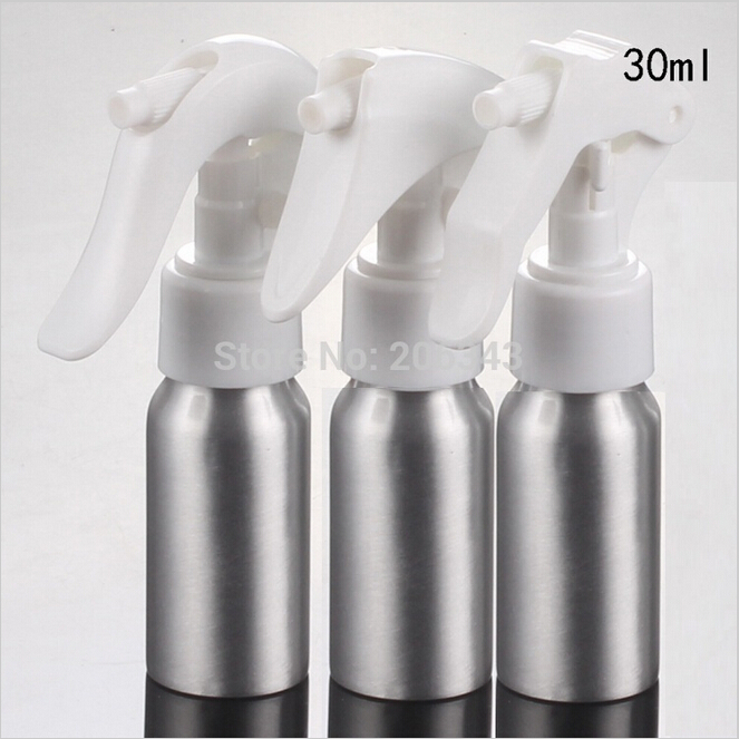 100pcs 30ml Aluminium bottle metal bottle with mouse shape sprayer pump , mist sprayer bottle