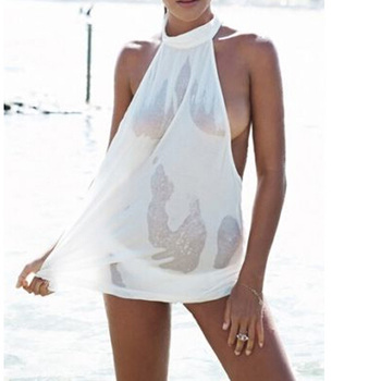 Большой размер S-XL 2015 летние сексуальные женщины шифон Blusas видеть сквозь прикрытие кружева спинки купальник бикини купальники пляж топы