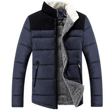 2014 Fashion casual solid warm high quality cotton coat stand collar thermal men down coat  drop shipping MWM589