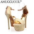 2017 New Arrival Black Gold Fashion Party Wedding 15CM High Heel Platform Summer Females Lady Women