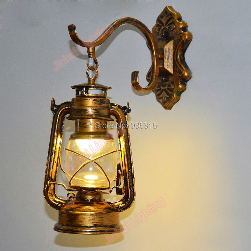 antique Copper Vintage Lantern Wall Lamp Personalized Kerosene Lamp Fashion Iron Wall Lights Cafe aisle lights
