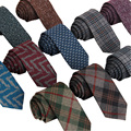 Mens Diamond Check Wool Cotton Striped Skinny Ties Men business SlimTies Designer Cravat