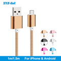 Quality Colorful Nylon Line Alloy Plug Micro Android USB Cable for iPhone 7 7 Plus 6