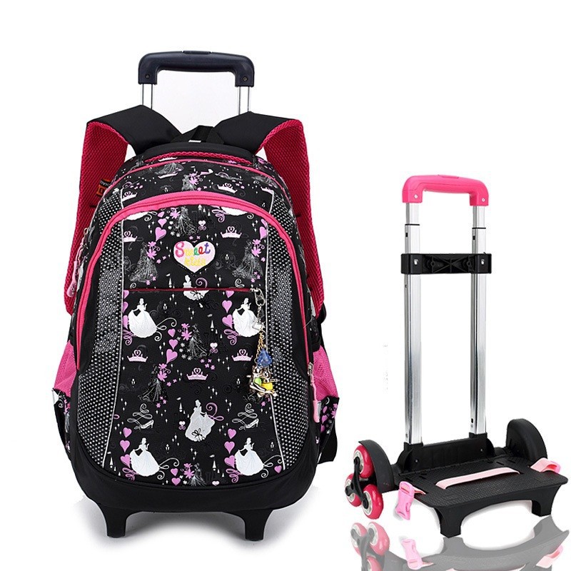 Fashion-Children-School-Bags-Wheels-Trolley-Bag-Kids-Trolley-School-Bag-Mochila-De-Rodinhas-Infantil-black