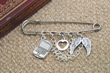 12pcs Supernatural inspired Sabriel themed charm with chain font b kilt b font pin brooch 50mm