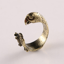 Retro Zinc Alloy Punk Style Parrot Rings Free Size Cute Bird Ring Fashion Animal Jewelry For Men And Women FA8049