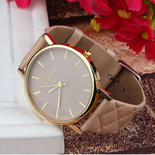 Creative 2016 new Fashion Style Unisex Casual Geneva Watch Checkers Faux Leather Quartz Analog Wrist Watch