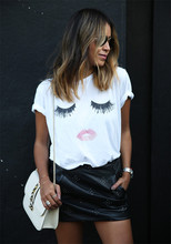 summer style 2015 hot women t shirt casual eyelash lips female models harajuku top cropped camisa