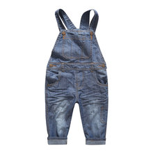 New Arrival Baby Boys Girls Spring&Autumn Solid Denim Jumpsuits Cute Kids Hemming Overalls Children Brand Jeans Pants Infantil
