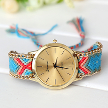 Handmade Braided Friendship Bracelet Watch New arrival geneva Hand Woven wristwatch Ladies Quarzt gold Watch women
