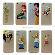 2015 New arrive For Apple iPhone 6 4.7″ Transparent little mermaid simpson Alice Hand grasp the logo cell phone cases covers