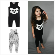 2016 summer baby boy clothes kikikids fashion beau loves mask 100% cotton sleeveless bodysuit baby girls clothing vetement