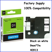 9mm*7m Factory Supply Black on White Adhesive Laminated Compatible Dymo D1 9MM Tape 40913(Freeshipping)