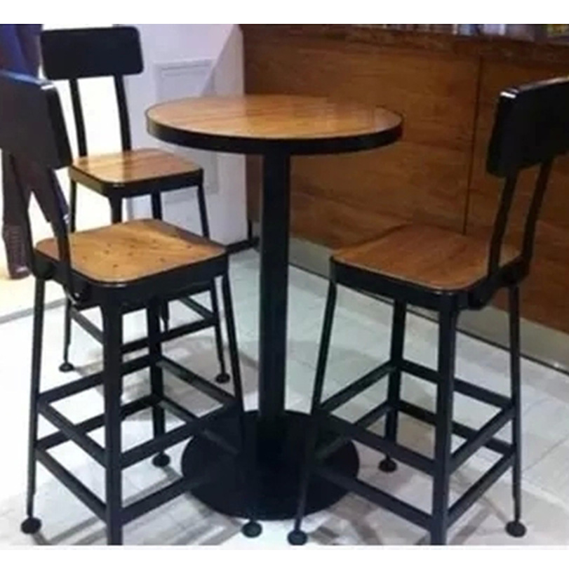 American country antique leather chair stool coffee iron bar.