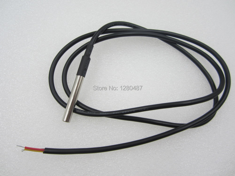 Free Shipping 1pcs DS18B20 Stainless steel package 1 meters waterproof DS18b20 temperature probe temperature sensor 18B20