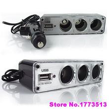 12V 3 Way Car Cigarette Lighter Power Spliter Sockets USB DC Adapter ChargerPopular Product 4KIC