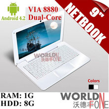 FS! 9″ 9 inch Netbook Mini Laptop Notebook Android 4.2 VIA 8880 Dual Core HDMI WIFI 1G RAM 8G HDD Black/White (WF-PC988)