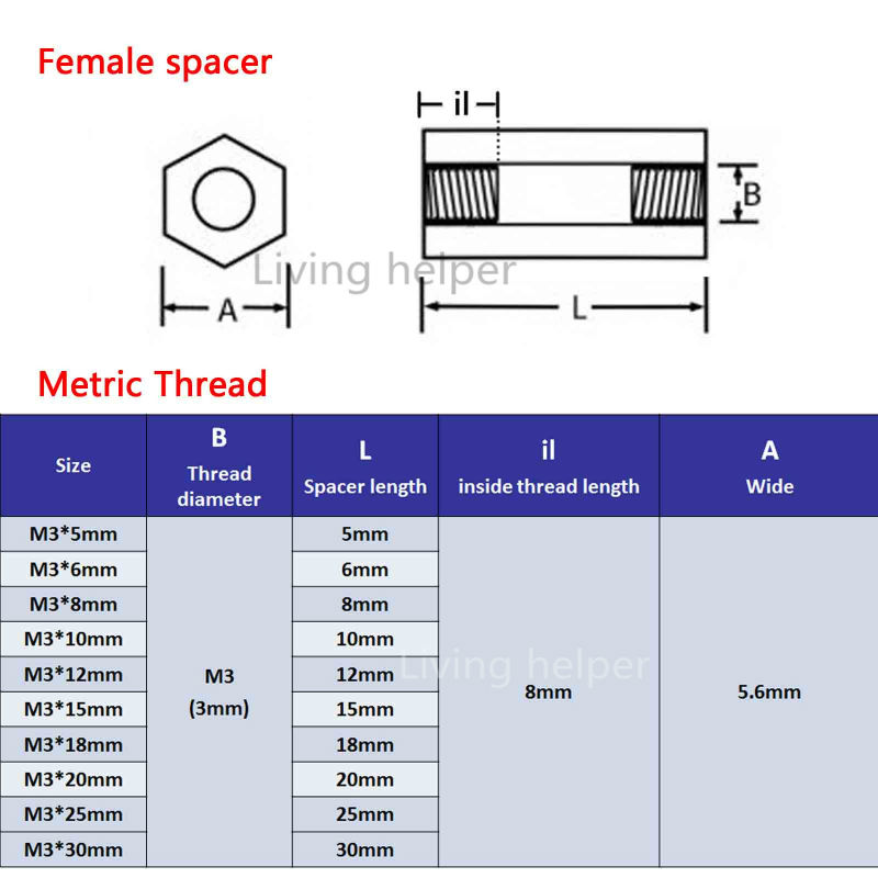 20Pcs M3 x Male Female Brass Hexagonal Pillars Standoff Spacer Screw 9+6MM ☆