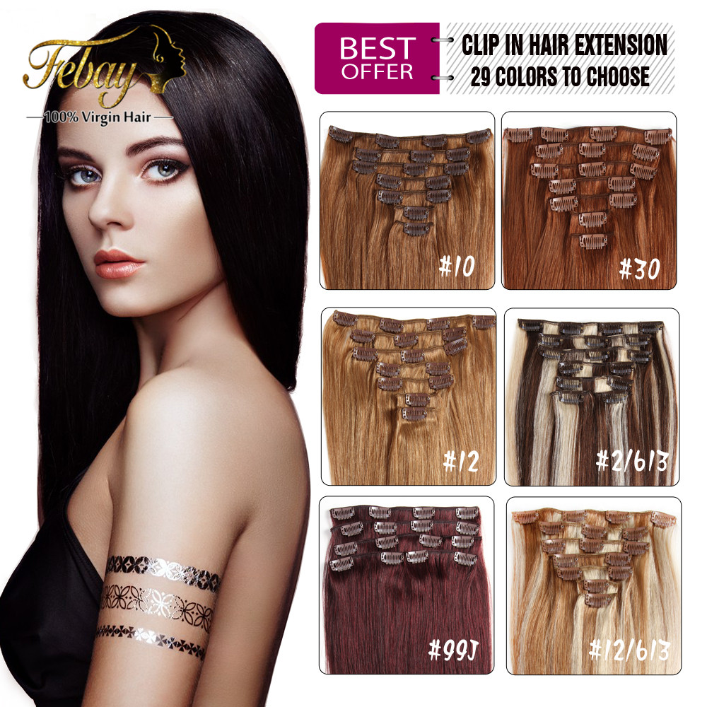 Brazilian Virgin Hair Clip In Human Hair Extensions Full Head 70g 160g