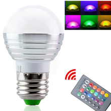 AC85V-265V 3W E27 E14 Color Change LED RGB Magic Light Dimmable Lampada Bulb Spot lamp lighting+24 key IR Remote Controller
