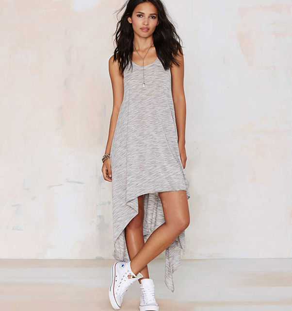 Cotton knit long tank dresses