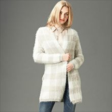 2014 Women Wool Coat Fashion Girl American Style Long Knitwear Plaid Sweater Coat Jacket Women Cardigans