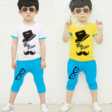 2016 Summer Kids Boys clothes set Tops short sleeve T-Shirt + Pants Children clothing 2Pcs Outfits Sets