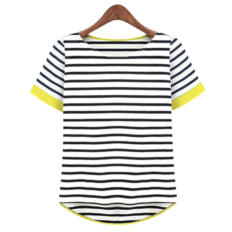 Buy Women's Striped T-shirt With Short Sleeves And Crew Neck Online
