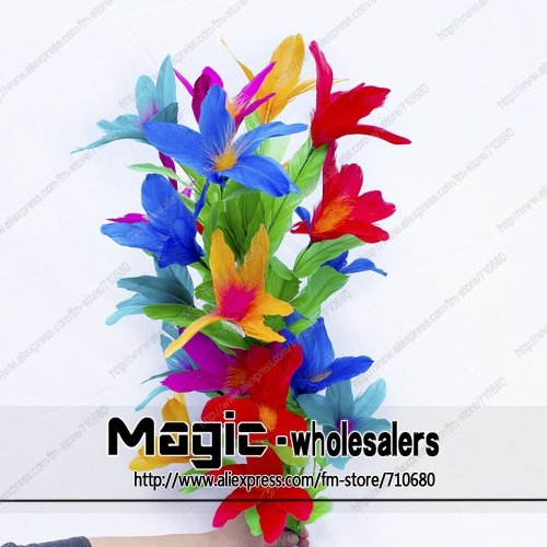 Free shippping Steel Magic Vanishing cane to Flower 19 flower cane to flower wand and bouquet