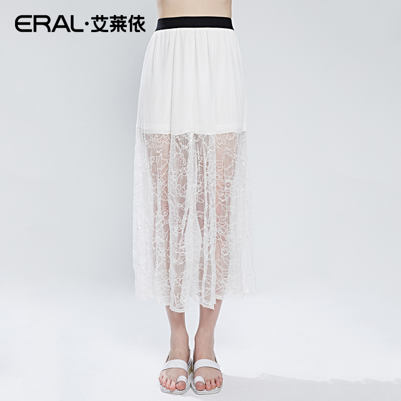 ERAL Women's Dress 2015 New Arrival Summer Vintage Sexy Perspective Gauze Lace Skirt NDH03049