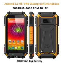5000mAH Unlocked cell phone 2GB RAM Android 5 1 Rugged IP68 Waterproof phone Quad Core 4G