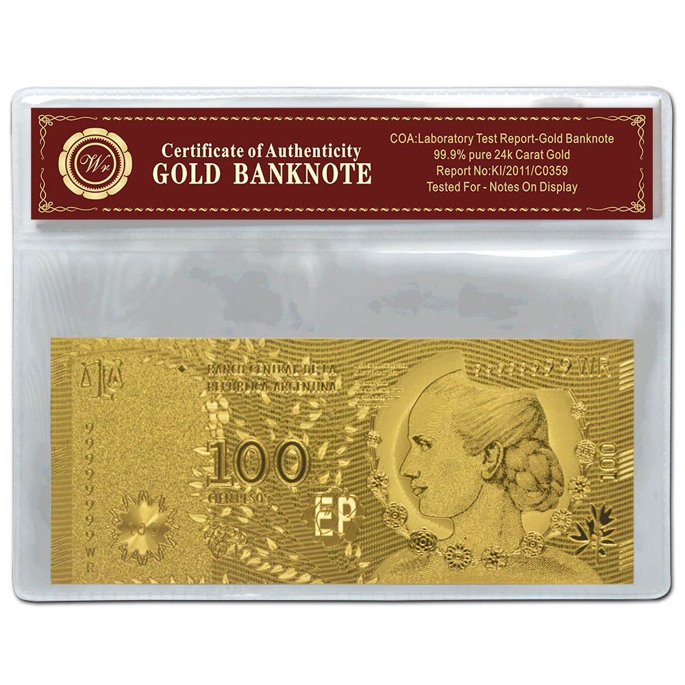 WR Gift Iceland Gold Banknote 10,000 10000 Kronur Gold Foil Bill In Free Sleeve