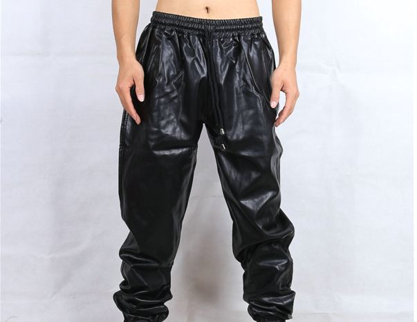 black leather sweatpants