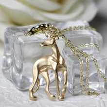 Galgo Greyhound Metal Gold Color Animal Pendant for Dog Collar & Jewelry Necklace Making BK