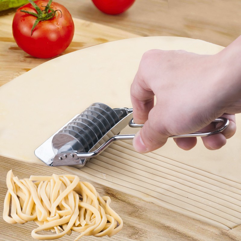 Stainless Steel Pasta Roller Dockers Manual Noodle Cutter Blades Spaghetti Dough Knife Vegetable