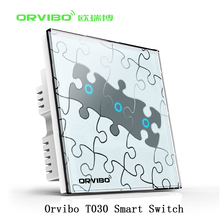 Orvibo Wifi Smart Home Automation Light Switch t020 3 Loop Art Puzzle Design Remote Control Smart Wall Switch For Ios Android
