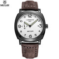 MEGIR Men Hot Sale Brand Unique Design Sports Watches Quartz Brown Strap White Dial Waterproof Wristwatch
